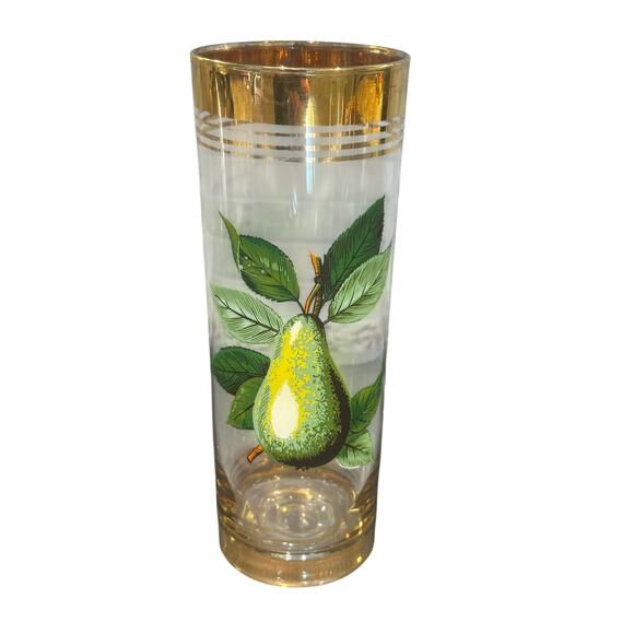 West Virginia Glass Company Vintage 1950's 'Orchard' Gold Hi-Ball Glasses-Set 4 - Picture 13 of 16